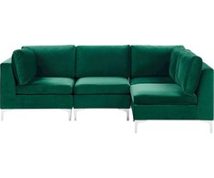 Beliani Modulinė sofa EVJA 4 asmenims, kairinė, žalia, veliūras