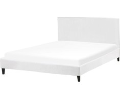 Beliani Velvetinė lova FITOU 160 x 200 cm balta