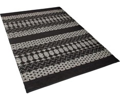 Beliani Odos kilimas 140 x 200 cm juoda su smėlio spalvos SKON