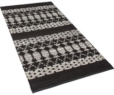 Beliani Odinis kilimas 80 x 150 cm juodas su smėlio spalvos SOKUN