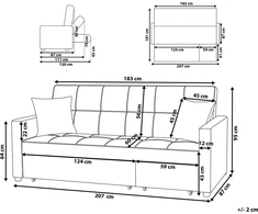 Beliani Trivietė išskleidžiama sofa GLOMMA, juoda