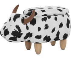 Fotelis Beliani Gyvūno formos pufas su daiktadėže COW baltas karvė