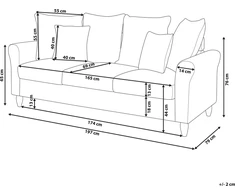 Beliani Trivietė sofa BORNHOLM, veliūrinė, juoda
