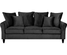 Beliani Trivietė sofa BORNHOLM, veliūrinė, juoda