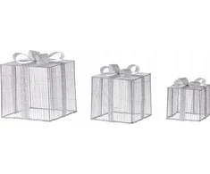 Beliani LED sodo dekoracija ARNES Kalėdinės dovanos 25/20/15 cm sidabrinė