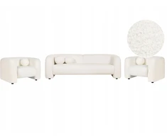 Sofa Beliani 5 vietų svetainės baldų komplektas LEIREN, baltos spalvos, bouclé audinys