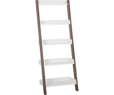 Beliani Ladder Rock 5 lentynos tamsios medienos su balta MOBILE TRIO
