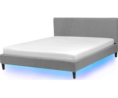 Beliani LED lova FITOU 160 x 200 cm šviesiai pilka