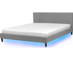 Beliani LED lova FITOU 180 x 200 cm šviesiai pilka