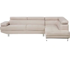 Beliani 5-vietė kampinė sofa NORREA, šviesiai smėlio spalvos, kairinė