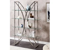 Beliani Knygų lentyna 4 lentynų HOLLOW Metal 175 cm Sidabrinė