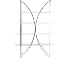 Beliani Knygų lentyna 4 lentynų HOLLOW Metal 175 cm Sidabrinė