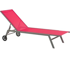 Beliani Deckchair sodo LEVANZO Prailginamas metalinis Raudona