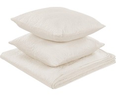 Beliani Bedsplyst rinkinys su pagalvėlėmis, nuspaustas 140 x 210 cm kremas RUDKHAN