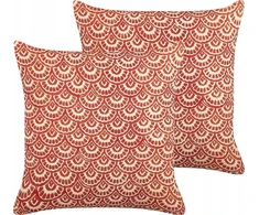 Beliani Lumarko 2 medvilninės dekoratyvinės pagalvės su geometriniu raštu 45 x 45 cm raudonos RHUS!