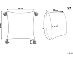 Beliani Lumarko 2 medvilninės dekoratyvinės pagalvės geometrinio rašto su kutais 45 x 45 cm daugiaspalvės SETOSA!