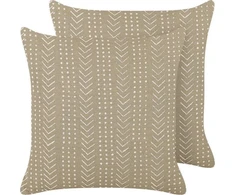 Beliani Lumarko 2 medvilninės dekoratyvinės pagalvės su geometriniu raštu 45 x 45 cm smėlio-pilkos spalvos SENECIO!