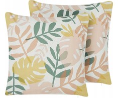 Beliani 2 dekoratyvinių lauko pagalvėlių rinkinys TEGEA Augalų raštas 45 x 45 cm spalvingas