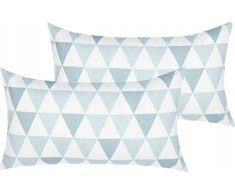 Beliani 2 sodo pagalvių rinkinys TRIFOS Geometrinis raštas 40 x 70 cm Mėlynas