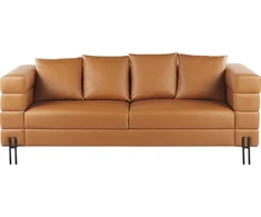 Beliani Trijų vietų sofa GRANNA, ekologiška oda, ruda