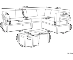 Lauko baldų komplektas Beliani Sodo kampinė sofa su staliuku 6 asmenims RIMA III kairinė, pilka, metalinė, modulinė