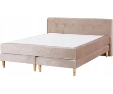 Beliani Kontinentinė lova Welur MARQUISE 180 x 200 cm smėlio spalvos