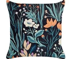 Beliani Lumarko Dekoratyvinė veliūrinė pagalvė su gėlėmis 45 x 45 cm juoda ir žalia OSMUNDA!