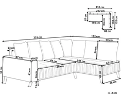 Beliani Trivietė kampinė sofa GRENA, veliūras, šviesiai pilka, kairinė