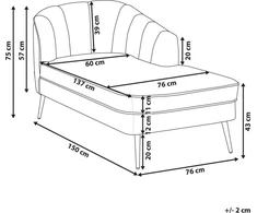 Sofa Beliani Kairysis gultas ALLIER, veliūras, rožinė spalva