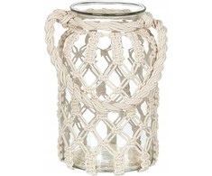 Beliani Lumarko Lampion Glass Makrama 31 Cm Baltoji Jalebi!