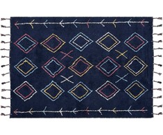 Beliani Lazarko Medvilnė kilimas 140 x 200 cm juoda CORUM!