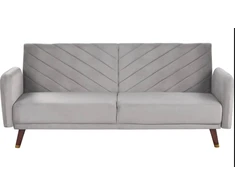 Beliani Trivietė išskleidžiama sofa SENJA, veliūras, šviesiai pilka