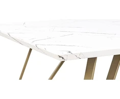 Beliani Valgomojo stalas MOLDEN marmuro imitacija/auksinis 150 cm 80 cm