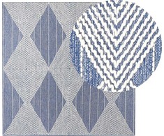 Beliani Lumarko kilimas Wool 200 X 200 Cm rusvai gelsvas- mėlyna Datca!