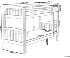 Beliani Dviaukštė lova Pušies mediena REVIN 90 x 200 cm Balta