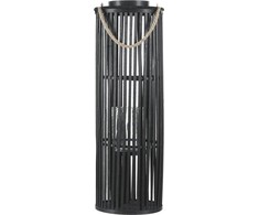 Beliani Medinė lempion 80 cm juoda LUZON