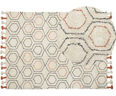 Beliani Medvilnės kilimas 140 x 200 cm beige- oranžinė HAJIPUR Lumarko!