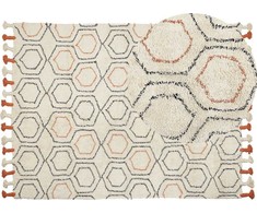 Beliani Medvilnės kilimėlis 160 x 230 cm beige- oranžinė HAJIPUR Lumarko!