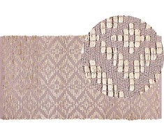 Beliani Medvilnės kilimas 80 x 150 cm smėlio spalvos su rausvos GER Lumarko!