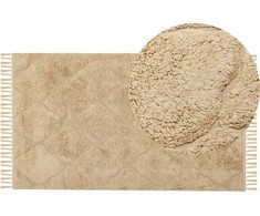 Beliani Medvilnės kilimas 80 x 150 cm rusvai gelsvas SANLIURFA Lumarko!