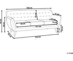 Beliani Trivietė sofa MOTALA, smėlio spalvos