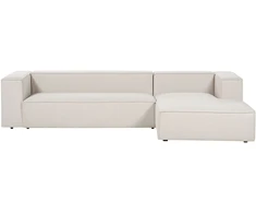 Beliani Kamninė sofa VERNON 3 asmenų, šviesiai smėlio spalvos, kairinė