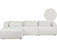 Beliani Trivietė kampinė sofa SVANSELE, bouclé audinys, kreminė balta, dešininė