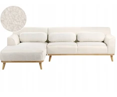 Beliani 3 asmenų kampinė sofa SIMOS, bouclé audinys, balta, dešininė