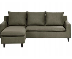 Beliani Trivietė kampinė sofa ELVENES Veliūrinė Tamsiai žalia Dešininė