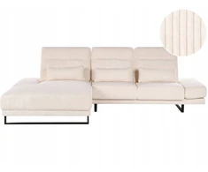 Beliani 4 vietų kampinė sofa IKAST, velveto audinys, smėlio spalvos, dešininė