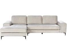 Beliani 4 vietų kampinė sofa KIRUNA, veliūras, šviesiai smėlio spalvos, dešinė pusė