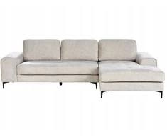 Beliani 4 asmenų kampinė sofa KIRUNA, veliūras, šviesiai smėlio spalvos, kairinė