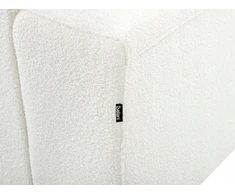 Beliani 4-vietė kampe sofa LUNGO Boucle, balta su otomanu, dešininė