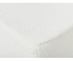 Beliani 4 vietų kampinė sofa LUNGO, „Boucle“ audinys, balta, su otomanu, kairinė